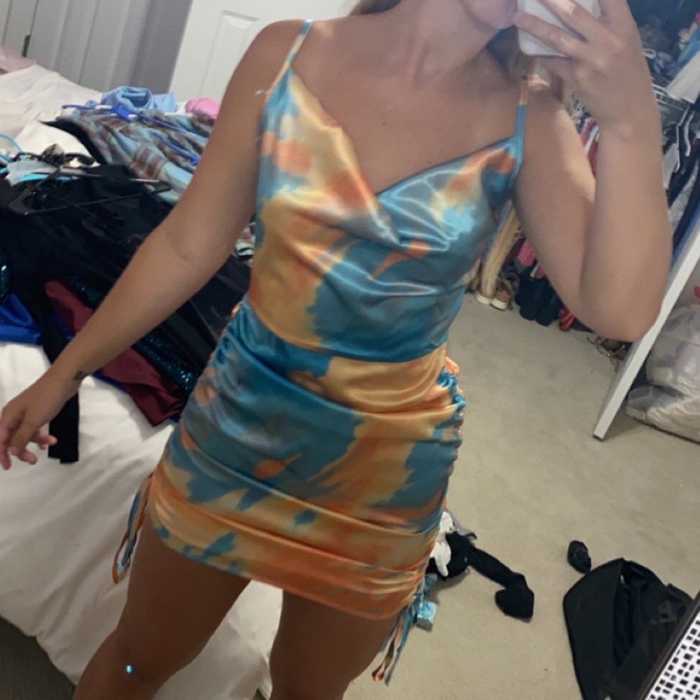 Tie dye ruched dress